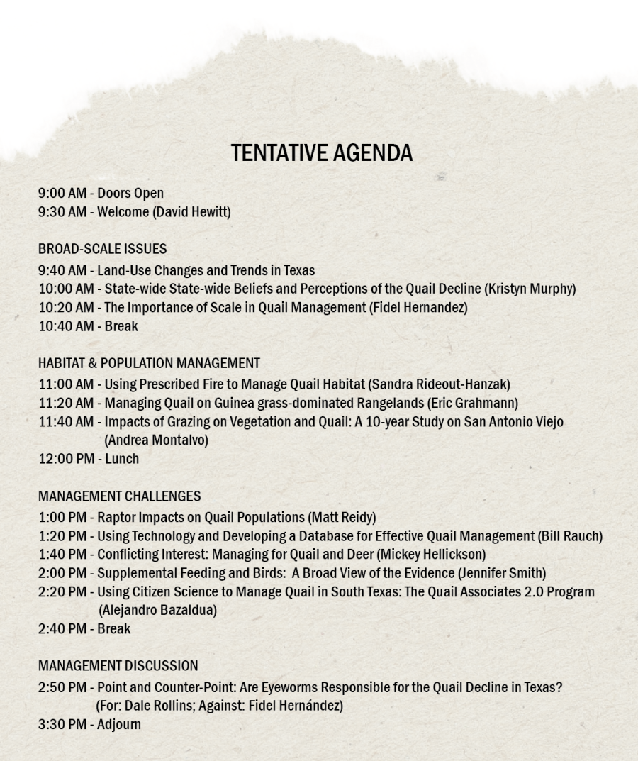 Tentative Agenda