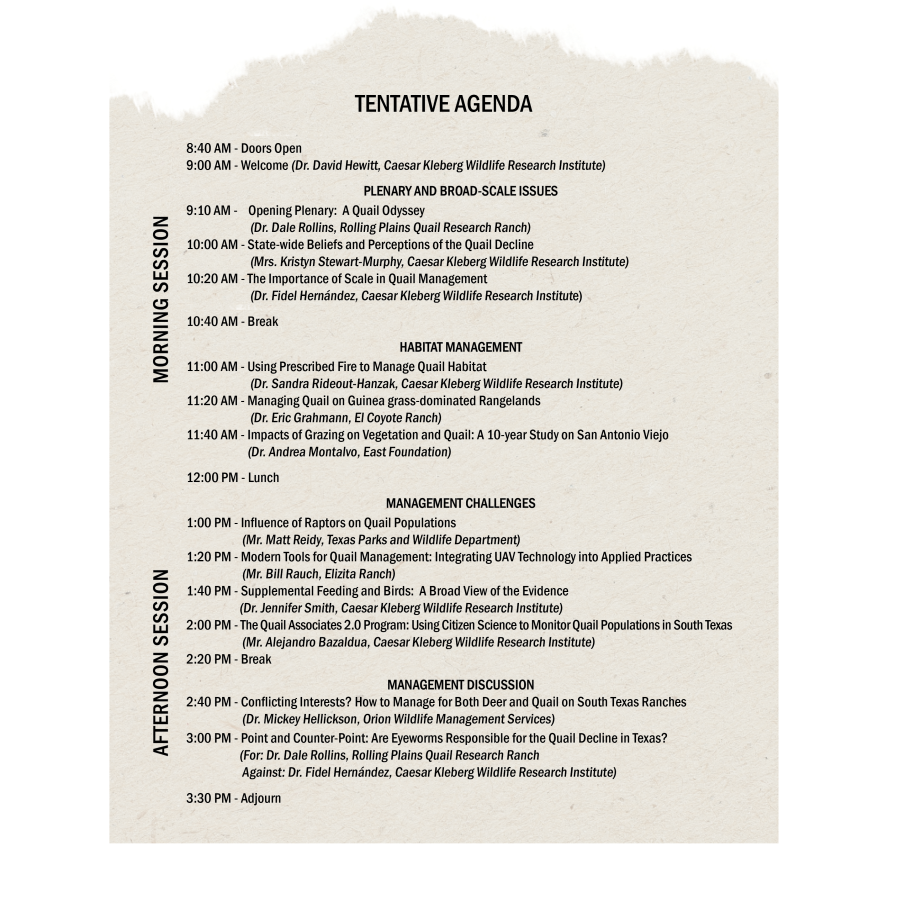 Tentative Agenda