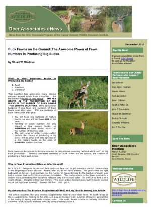 Deer eNews - Buck Fawns on the Ground: The Awesome Power of Fawn Numbers in Producing Big Bucks Deer eNews - Buck Fawns on the Ground: The Awesome Power of Fawn Numbers in Producing Big Bucks