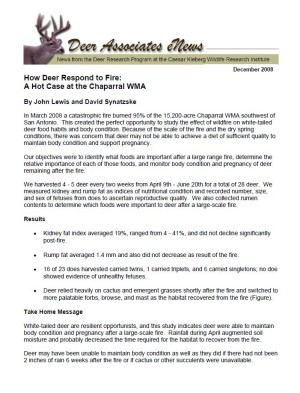 Deer eNews - How Deer Respond to Fire: A Hot Case at the Chaparral WMA Deer eNews - How Deer Respond to Fire: A Hot Case at the Chaparral WMA