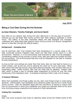 Deer eNews - Being a Cool Deer During the Hot Summer