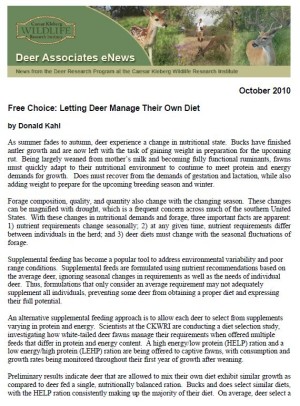 Deer eNews - Free Choice:  Letting Deer Manage Their Own Diet