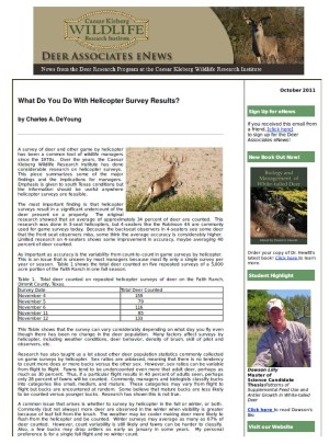 Deer eNews - What Do You Do With Helicopter Survey Results? Deer eNews - What Do You Do With Helicopter Survey Results?
