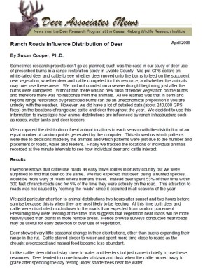 Deer eNews - Ranch Roads Influence Distribution of Deer Deer eNews - Ranch Roads Influence Distribution of Deer