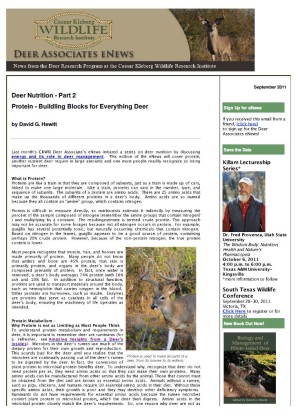 Deer eNews - Deer Nutrition - Part 2: Protein-Building Blocks for Everything Deer Deer eNews - Deer Nutrition - Part 2: Protein-Building Blocks for Everything Deer