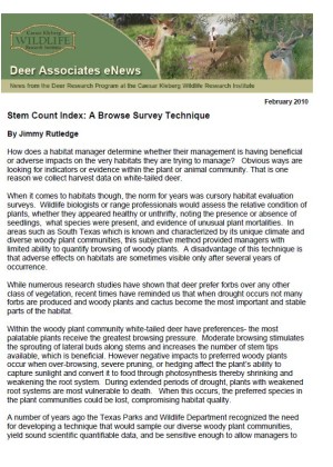 Deer eNews - Stem Count Index: A Browse Survey Technique Deer eNews - Stem Count Index: A Browse Survey Technique