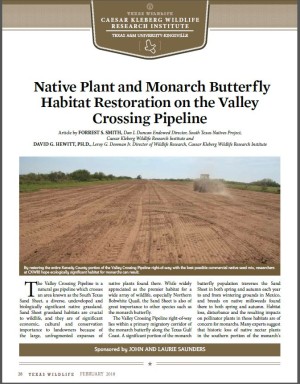 Native Plant and Monarch Butterfly Habitat Restoration on the Valley Crossing Pipeline