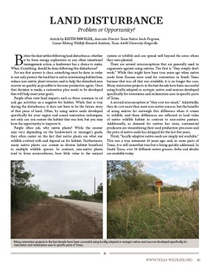 Land Disturbance:: Problem or Opportunity? Land Disturbance:: Problem or Opportunity?
