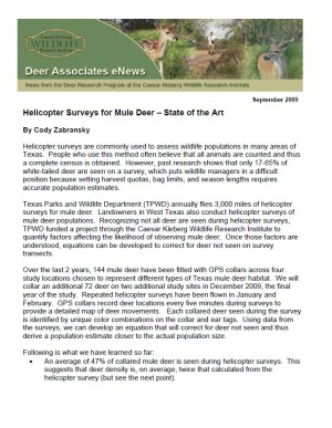 Deer eNews - Helicopter Surveys for Mule Deer - State of the Art Deer eNews - Helicopter Surveys for Mule Deer - State of the Art