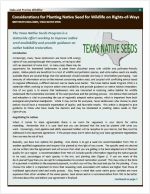 Considerations for Planting Native Seed for Wildlife on Rights-of Ways